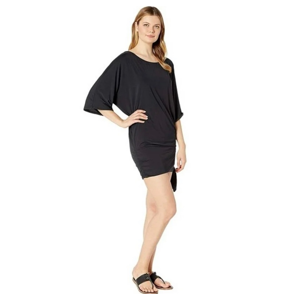 Michael Kors Iconic Side Tie Dress Swim Cover up Medium Black
